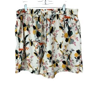 Rachel Zoe Shorts Linen Floral Elastic Waist Drawstring Casual Pocket Women's 2X